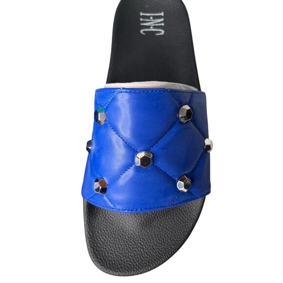 INC International Concepts Cobolt Blue Rhinestone Studded Slides Size 11 - Picture 5 of 5